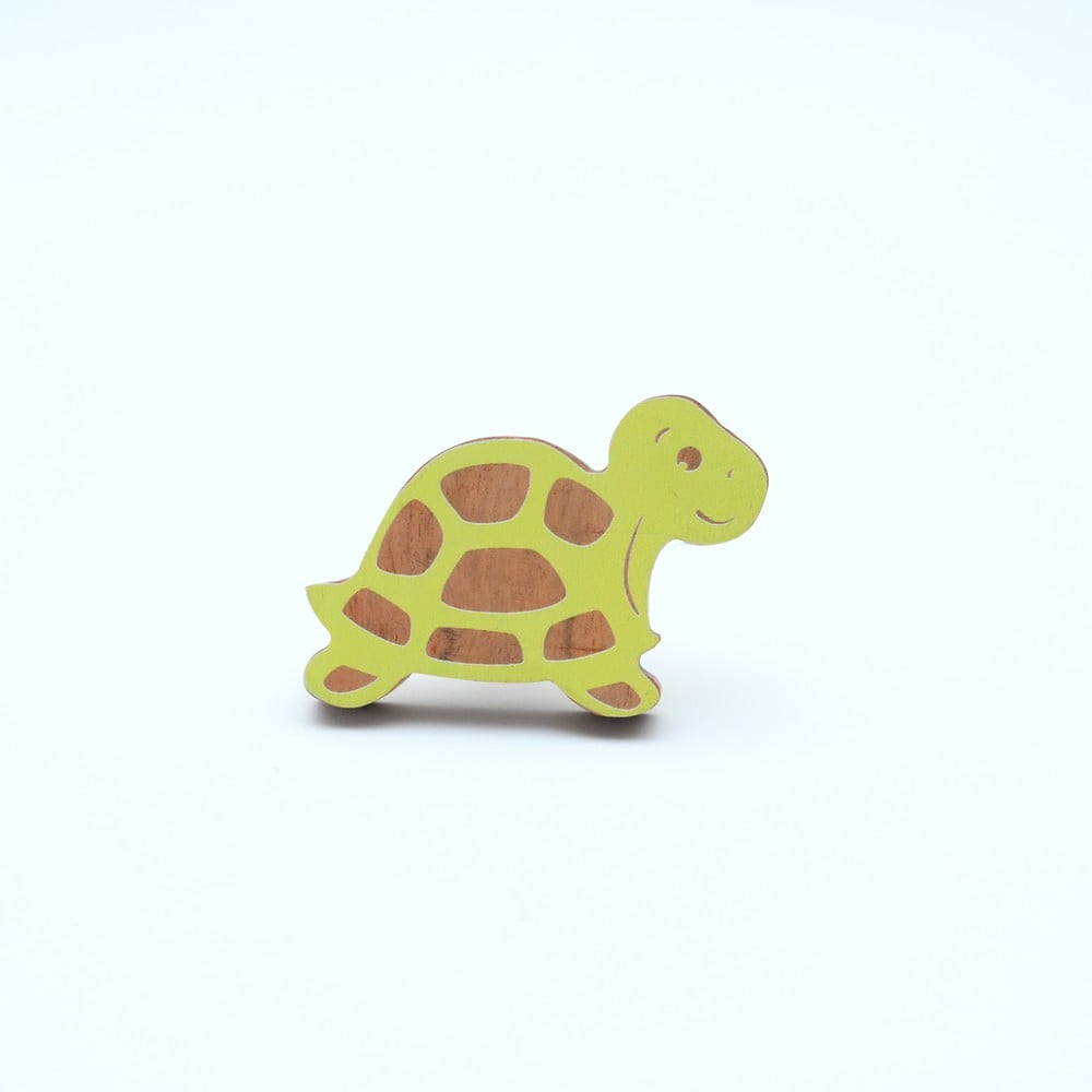Handmade Acacia Wood Turtle Knob for Kids Furniture